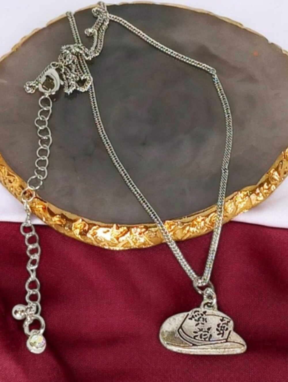 Silver Cowboy Hat Charm Necklace Cowboycore Westerncore Countrycore Farmcore